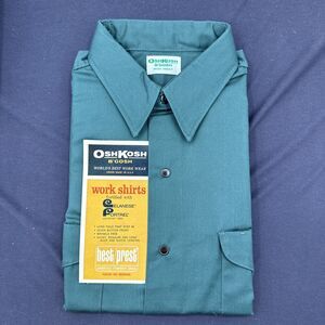 Vintage Oshkosh B'gosh Men's Long Sleeve Snap Front Work Shirt, 16 1/2 Long, NOS